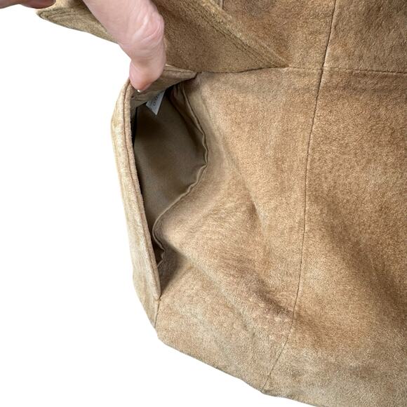 Colebrook Classics Genuine Leather Suede Camel Tan Collared Jacket Size Small - Picture 5 of 16